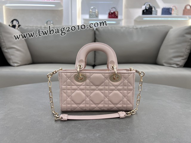 Dior专柜新款迪奥高仿原单胭脂粉羊皮Lady D-Joy手袋手提肩背斜挎女包 djfk1835